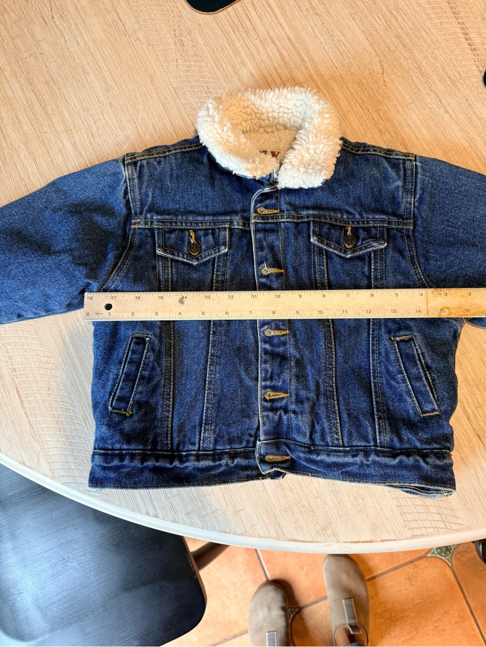 Children's Blue Denim Jacket with Sherpa Collar Ely Outerwear vintage kids 5/6